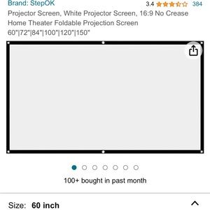 White Projector 84 inch screen